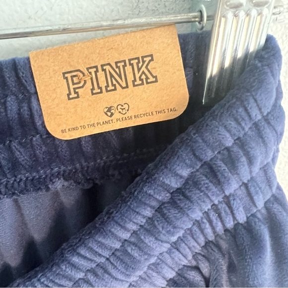 NWT Pink Womens Velvet Heritage Pull On Pants Blue Drawstring Loungewear Sz L - Picture 8 of 13